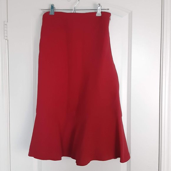 Valentino Silk Midi Skirt Red - Picture 4 of 9
